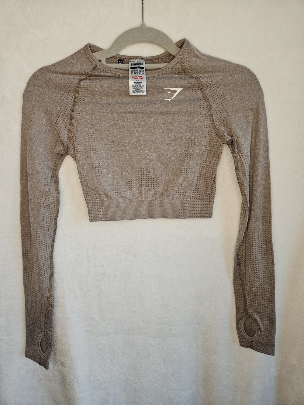 Gymshark Beige Long-Sleeve Seamless Crop Top